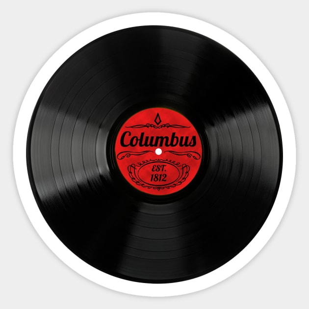 Columbus Gift Retro Musical Art Vintage Vinyl Record Design Sticker by Tennessee Design Studio